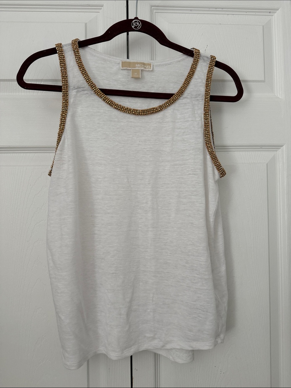Michael Kors White Tank Top with Gold Trim - Picture 2 of 7